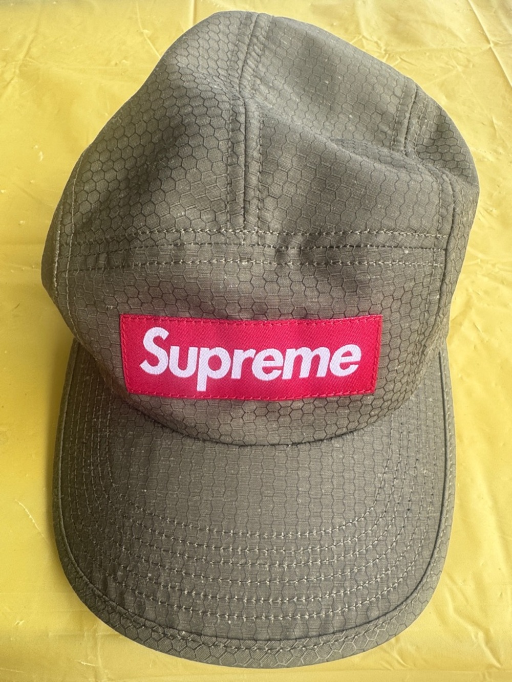 Supreme Olive Ripstop Camp Cap with Red Box Logo Patch